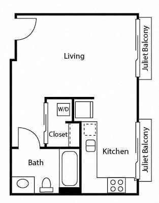 Studio B Floor Plan at Ruth Court Apartments, Seattle